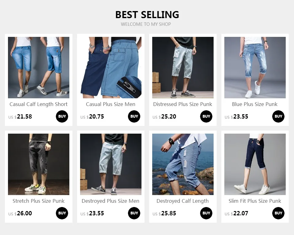 Pockets Plus Size Men Punk Baggy Jean Shorts Slim Straight Denim Short Trousers Men Stretch Pockets Jeans Masculino