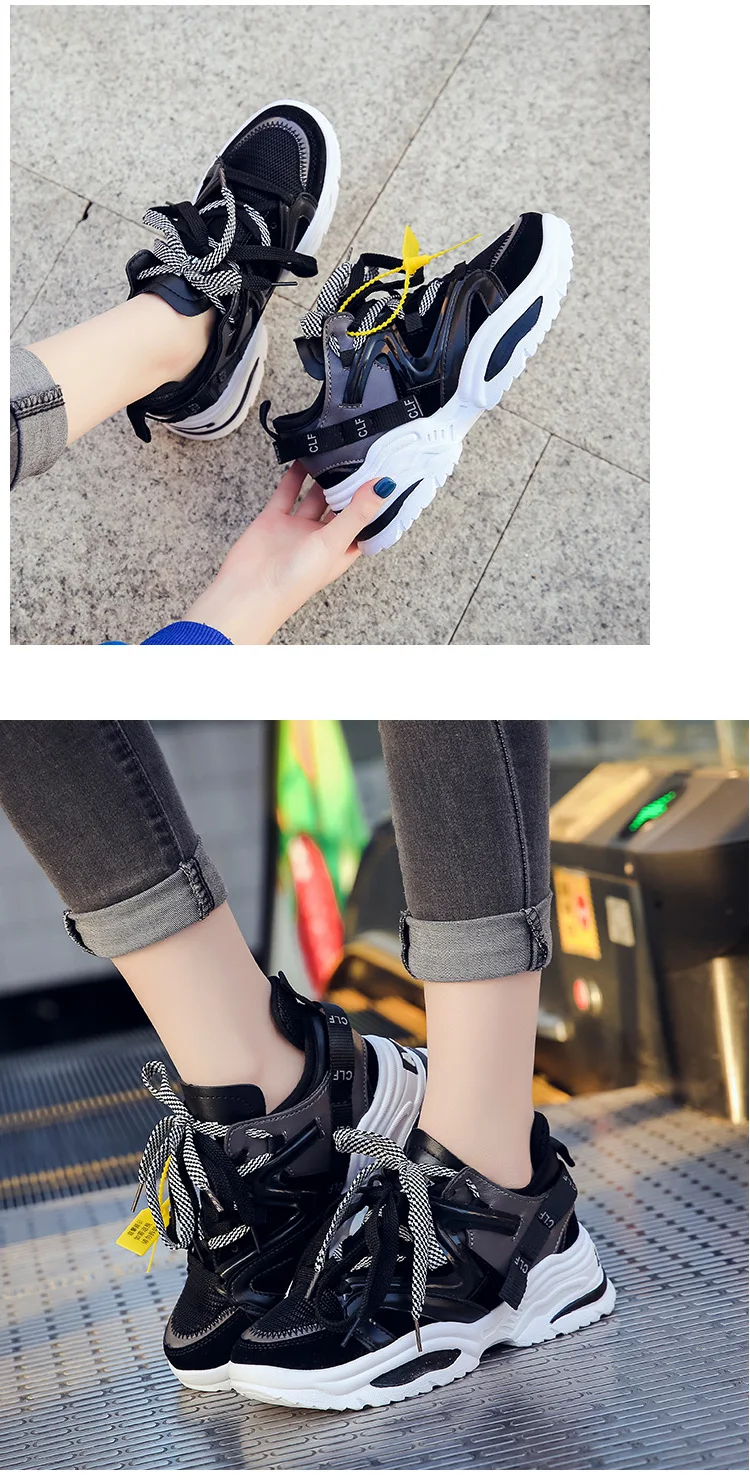 Размеры 35-40; женские модные повседневные кроссовки на толстой подошве со шнуровкой на платформе; высококачественные кроссовки для влюбленных