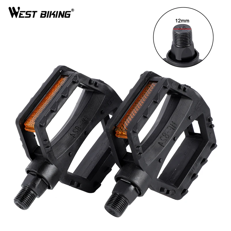 WEST BIKING Kids Bicycle Pedals Anti-Slip Children Pedals Ball Bearing Safety Warning Reflector 9/16 1/2 Ultralight Bike Pedals