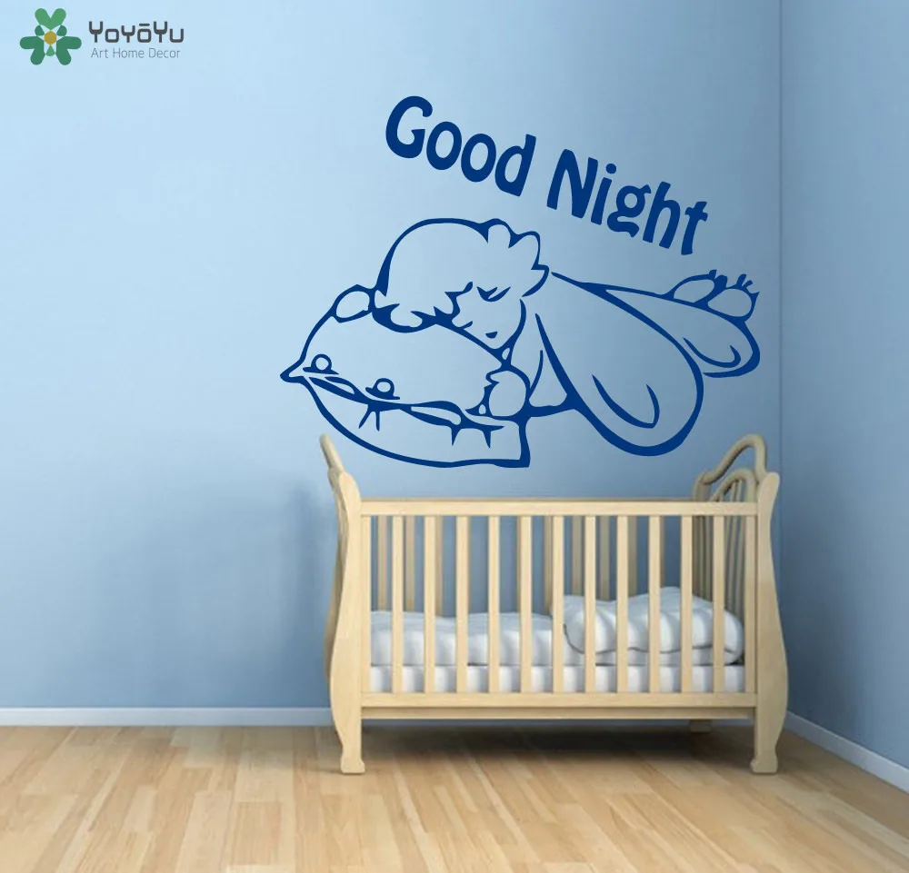 Sleeping Baby Wall Decal Quotes Good Night Removable Vinyl Wall