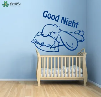 

Sleeping Baby Wall Decal Quotes Good Night Removable Vinyl Wall Stickers For Kids Room Nursery Bed Child Home Decor DIY ArtSY343