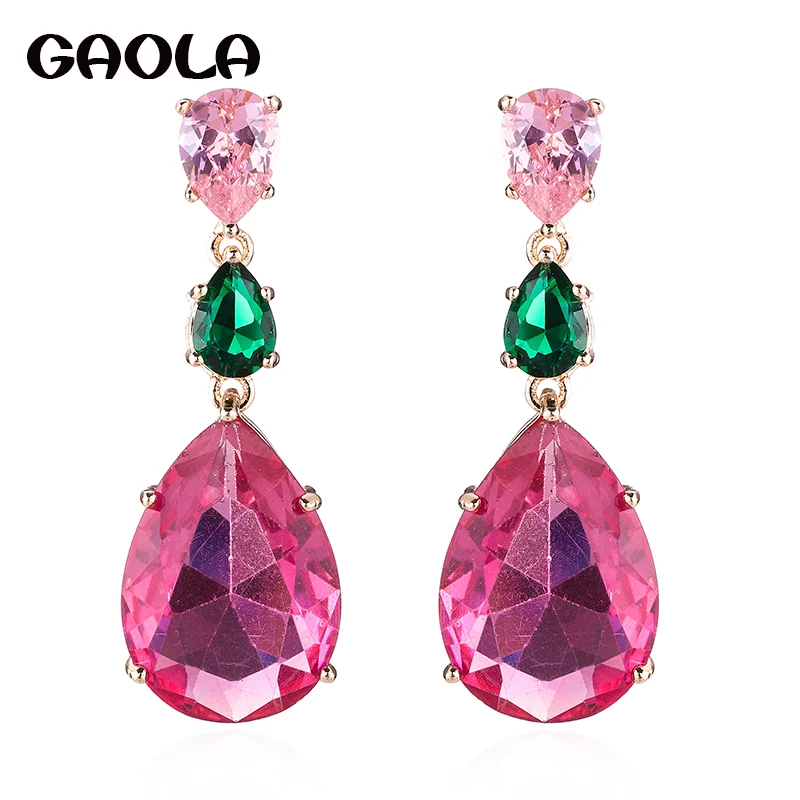 

GAOLA Luxury Bridal Dangle Earrings Waterdrop Crystal Zirconia Jewelry For Life GLE10029