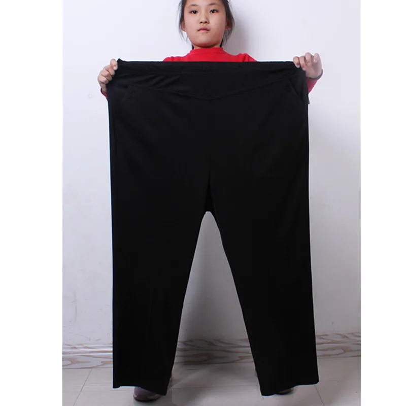Женские брюки больших размеров, лето, модные, свободные, тянущиеся, с талией, для женщин среднего возраста, брюки, плюс размер, одноцветные, женские, повседневные брюки, 7XL