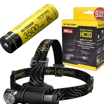 

NITECORE HC30 HC30W Headlamp CREE XM-L2 U2 1000LM Waterproof Flashlight Torch with 18650 NL1835hp Rechargeable Battery