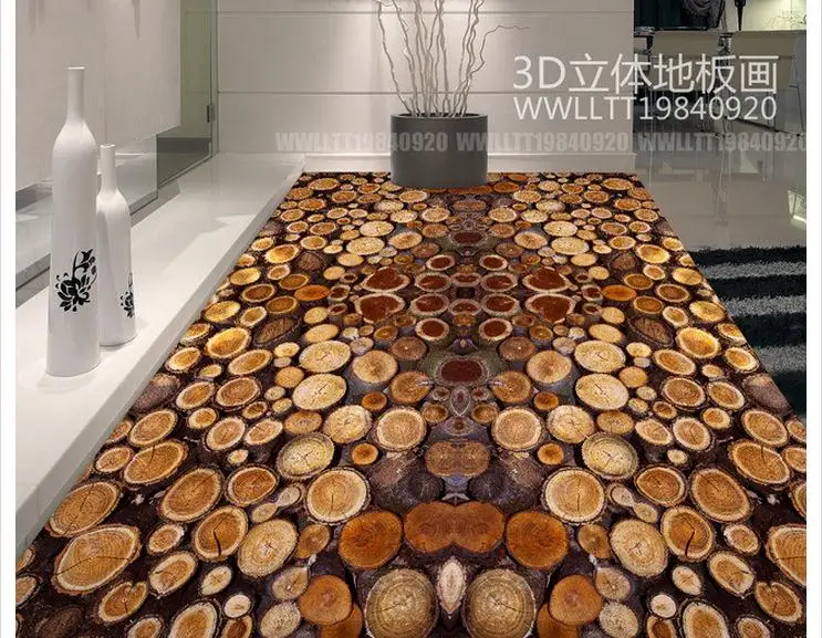 

custom photo wallpaper 3d PVC Floor painting wallpaper Tree cross section ring wood 3D floor Waterproof self-adhesive wallpaper