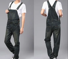 S 4XL 2015 Mens plus size overalls Large size huge denim bib pants Fashion pocket jumpsuits