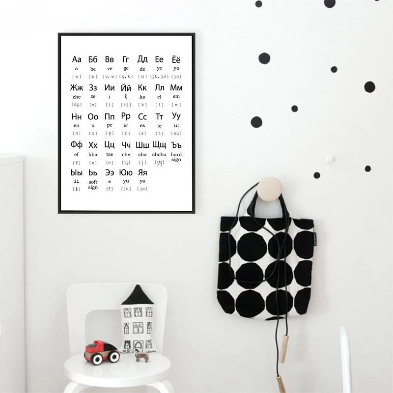 Russian Alphabet Print Nursery Wall Art Canvas Painting Black And White Picture Modern Poster Russia Home Room Art Wall Decor Painting Calligraphy Aliexpress