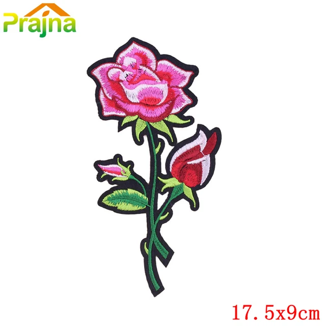 1PCS DIY Embroidery Rose Flower Patch Applique Iron On Cartoon Patches