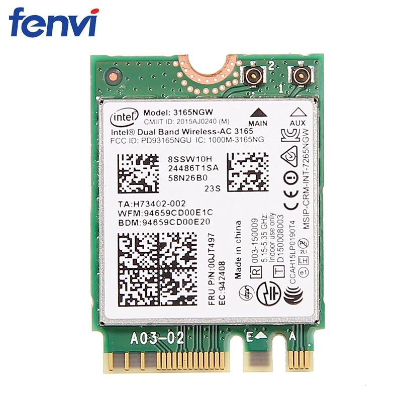 Беспроводной Wi Fi адаптер с Intel 3165 3165 NGFF двухдиапазонный Bluetooth 433 4,0 Мбит/с специально для lenovo Thinkpad FRU: 00JT497