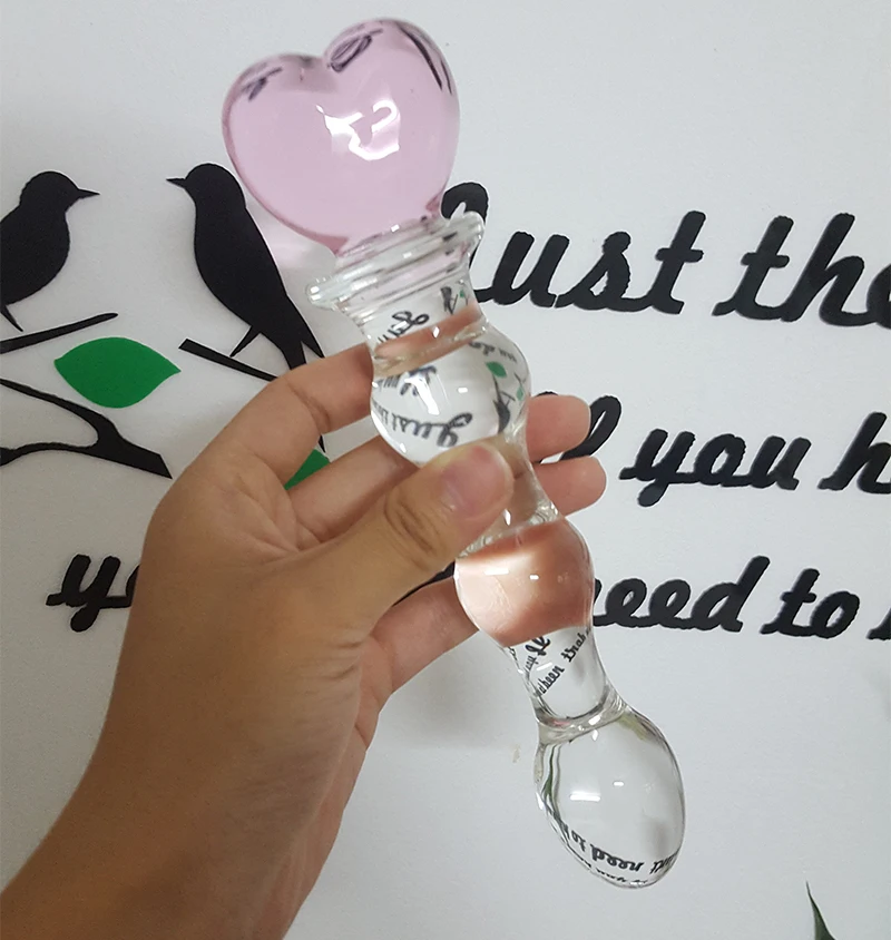 Nice Pink Heart high grade Crystal Beads font b Dildo b font Glass Craft Exquisite packaging