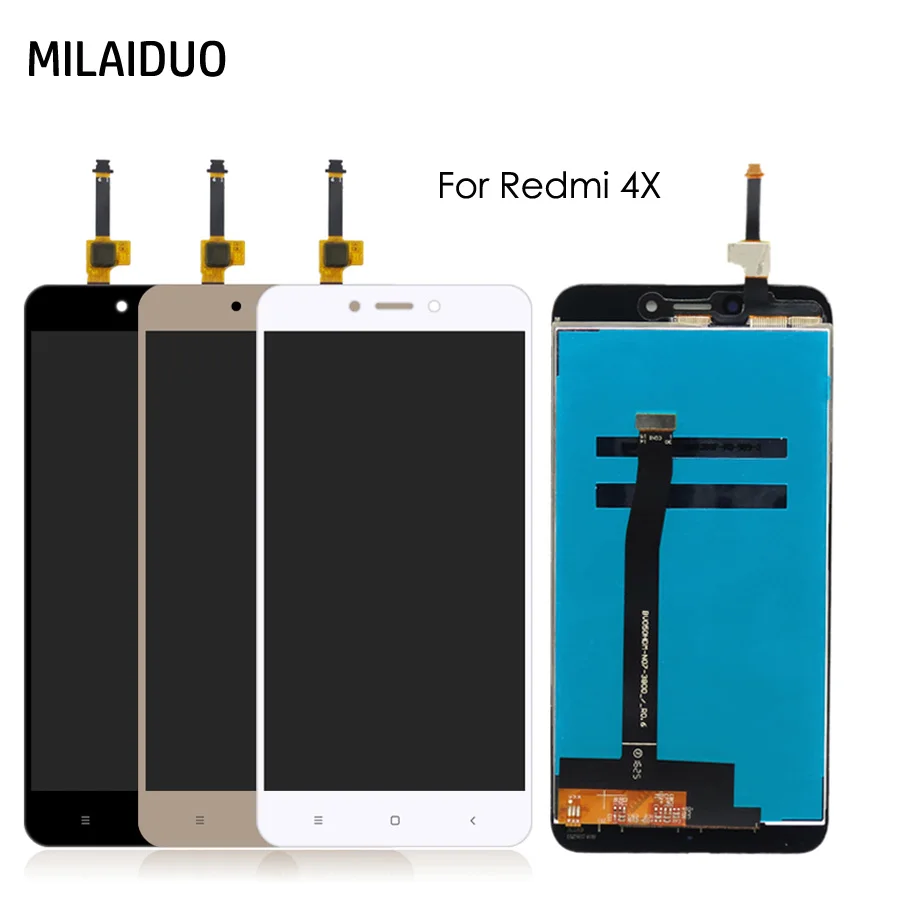 

Original LCD Display For Xiaomi Redmi 4X 5.0" LCD Touch Screen Digitizer Assembly Replacement Black White Gold No/With Frame