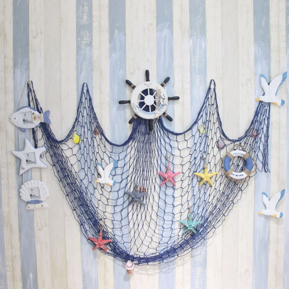 Морские декоративные рыболовные сети морской пляж ракушка Средиземноморский настенный Декор для дома вечерние украшения