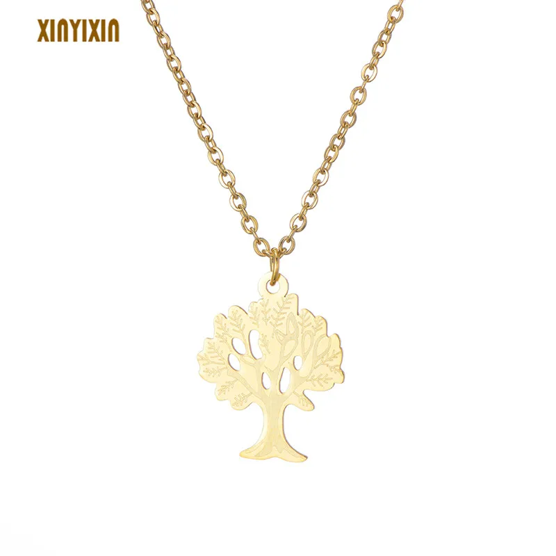 

Cute Tree of Life Stainless Steel Pendant Necklace Women Simple Gold Silver Tree Choker Necklace Yggdrasil Fashion Jewelry Gift
