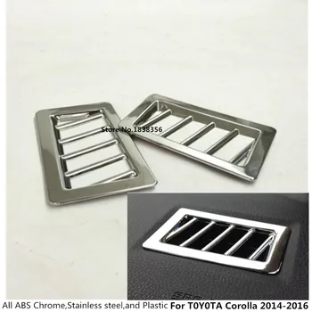 

Car head front cover frame lamp trim ABS chrome front Air conditioning Outlet Vent 2pcs For Toyota Corolla Altis 2014 2015 2016