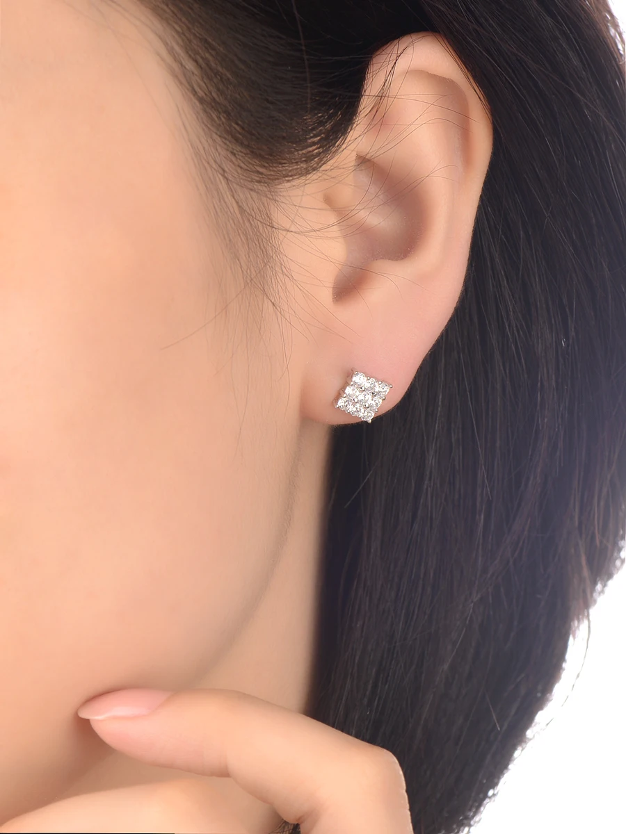0 5ct Luxury Micro Paved Nscd Lovely Diamond Stud Earrings 0 5ct Luxury Micro Paved Nscd Lovely Diamond Stud Earrings Engagement Women Sterling Silver Jewelry 18k Gold Plated In From