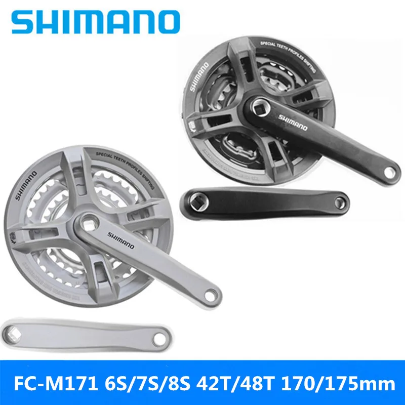 SHIMANO FC M171 6 S/7 S/8 S 24 34 42T черный/175 мм/28 38 48T серебристый 170 мм Звездочка для горного