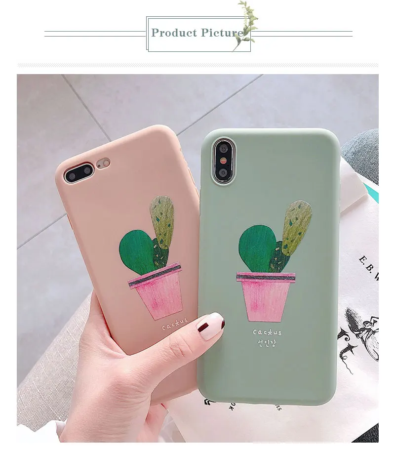 Silicone Cactus Cute Case For iPhone 8 8plus 7 7 Plus Cases Soft Phone Case For iphone 6 s 6s Plus X XR XS Max Cases Cover Coque (8)