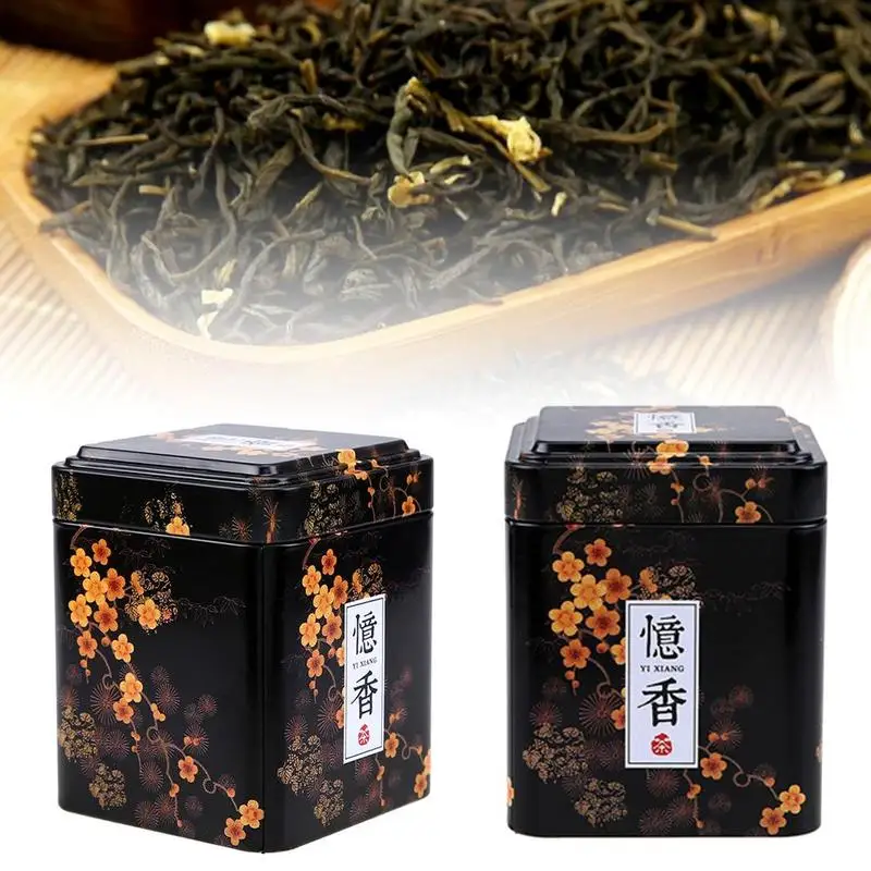 

1PC Vintage Caddy Pastoral Candy Tin Mini Iron Storage Boxes Sealed Coffee Powder Cans Leaves Container Metal Organizer