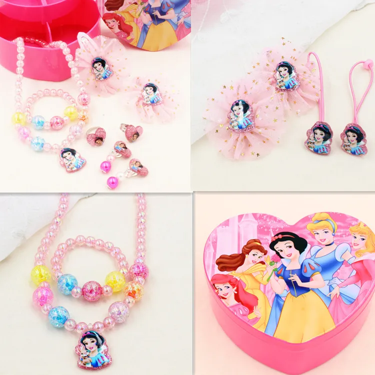Дисней Игрушки для девочек детские игрушки для макияжа Минни Холодное сердце принцесса ожерелье набор кольцо серьги принцесса детская резинка набор подарок