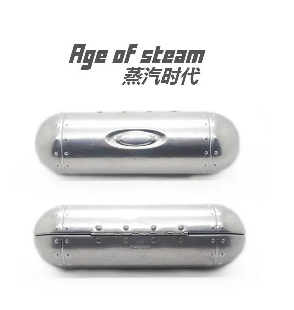 Age of Steam Style Men's Fashion Aluminum Metal Glasses Case Cylindrical Mirror Box Rivet Design Retro Gift Free Shipping | Аксессуары