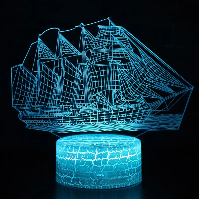 Sailboat тема 3D светодиодный лампа светодиодный ночник 7 цветов изменить сенсорный Настроение лампы Рождественский подарок Dropshippping