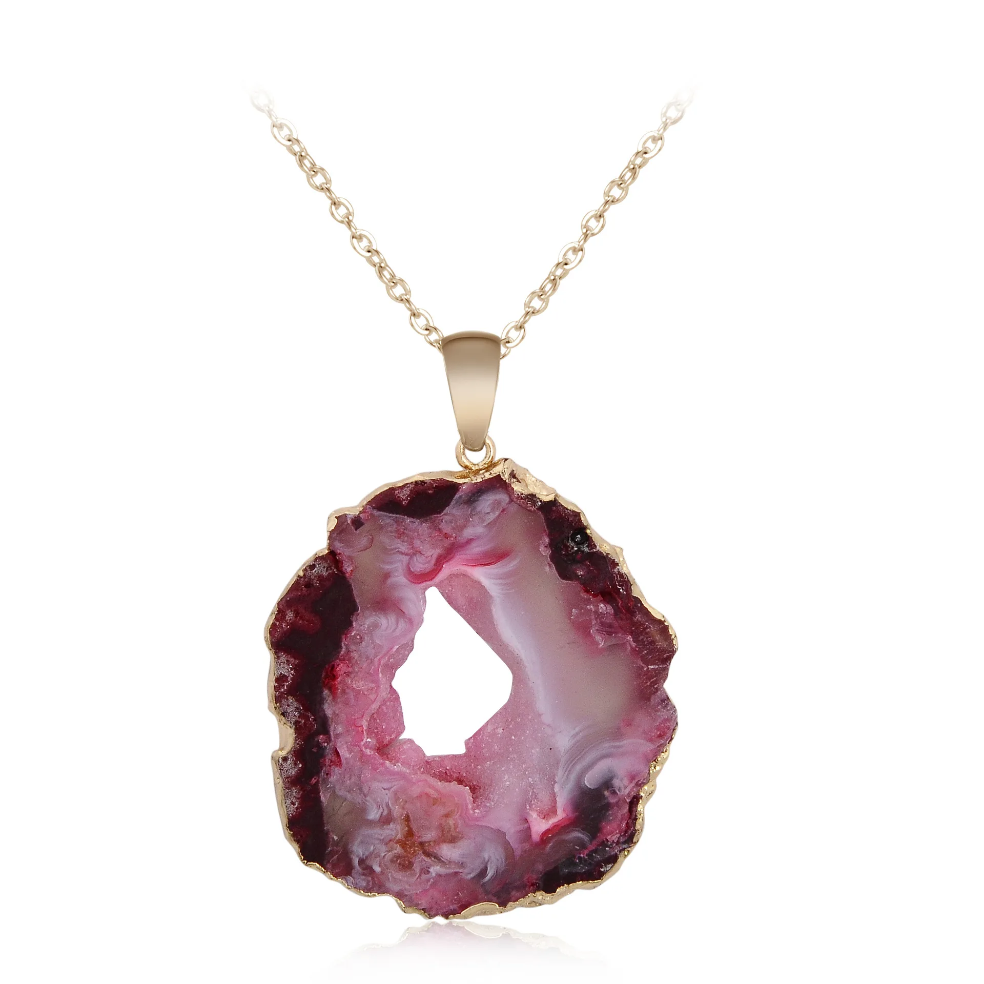 Женские Подвески Geode Drusy Druzys розовые желтые натуральные бразильские золотого