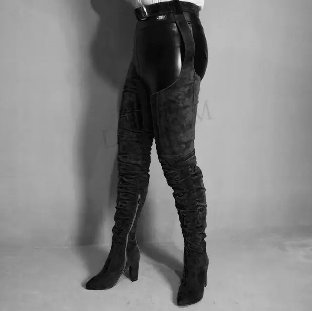 black thigh high boots with belt
