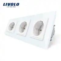 Livolo New EU Standard Power Socket, Outlet Panel, Triple Wall Power Outlet Without Plug,Toughened Glass C7C3EU-11/2/3/5
