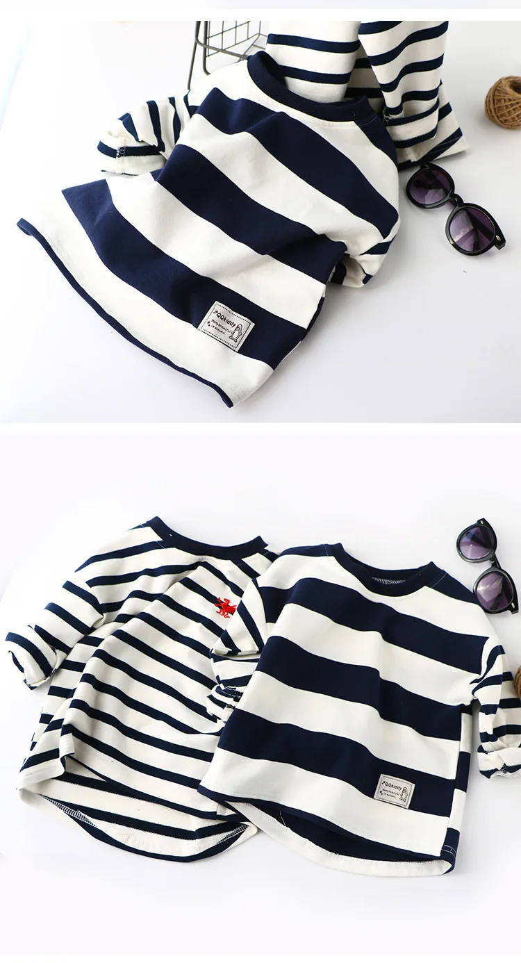 Camisetas para Meninos Listrada de Manga Roupas para 2 7y Primavera Outono Crianças Meninas Comprida t Camisas Casuais Meninos Bc102 10 manga longa listrado t camisas casuais meninos roupas para 2-7y bc102