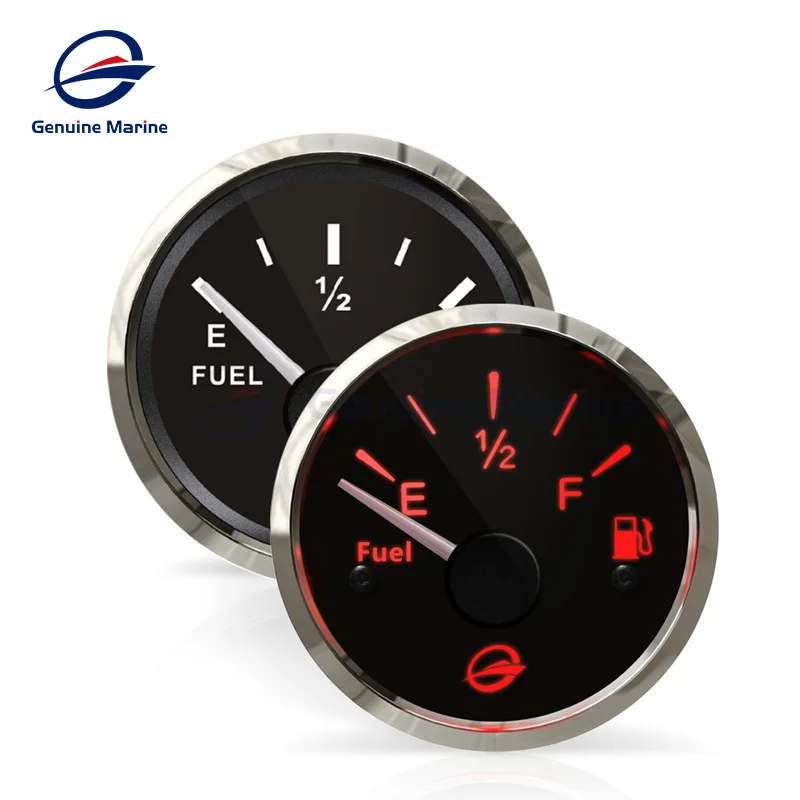

2" 52mm Fuel Level Gauge Car Meter with LED Light Black/White Rim Automotive Gauges 12V/24V 0~190/ 240~33ohms