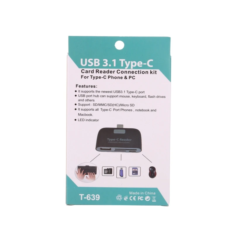 Multi function Card Reader 3 in 1 USB 3 1 Type C USB C TF Micro 5
