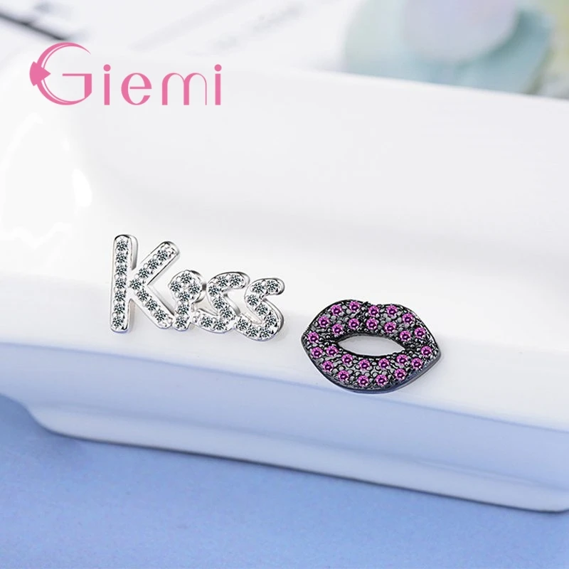 

Newlatest love KISS Mouth Shape Women Earring 925 Sterling Silver Accessories For Ladies Best Party Stud Earrings