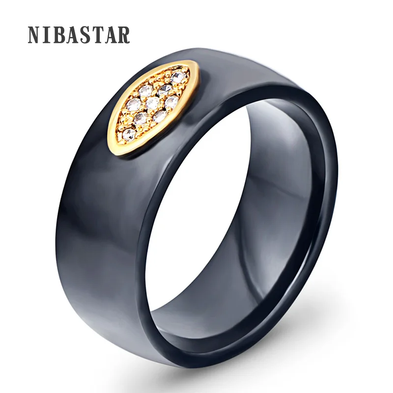 Свадебные кольца из нержавеющей стали с инкрустацией фианитами|stainless steel ring|wedding