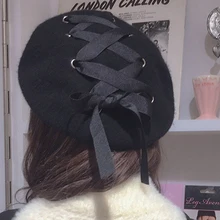 Бренд, новинка, хит, женские зимние шапки-береты из шерсти, женская шапка ручной работы, на ремешке, с бантом, шапки для женщин, кепка художника