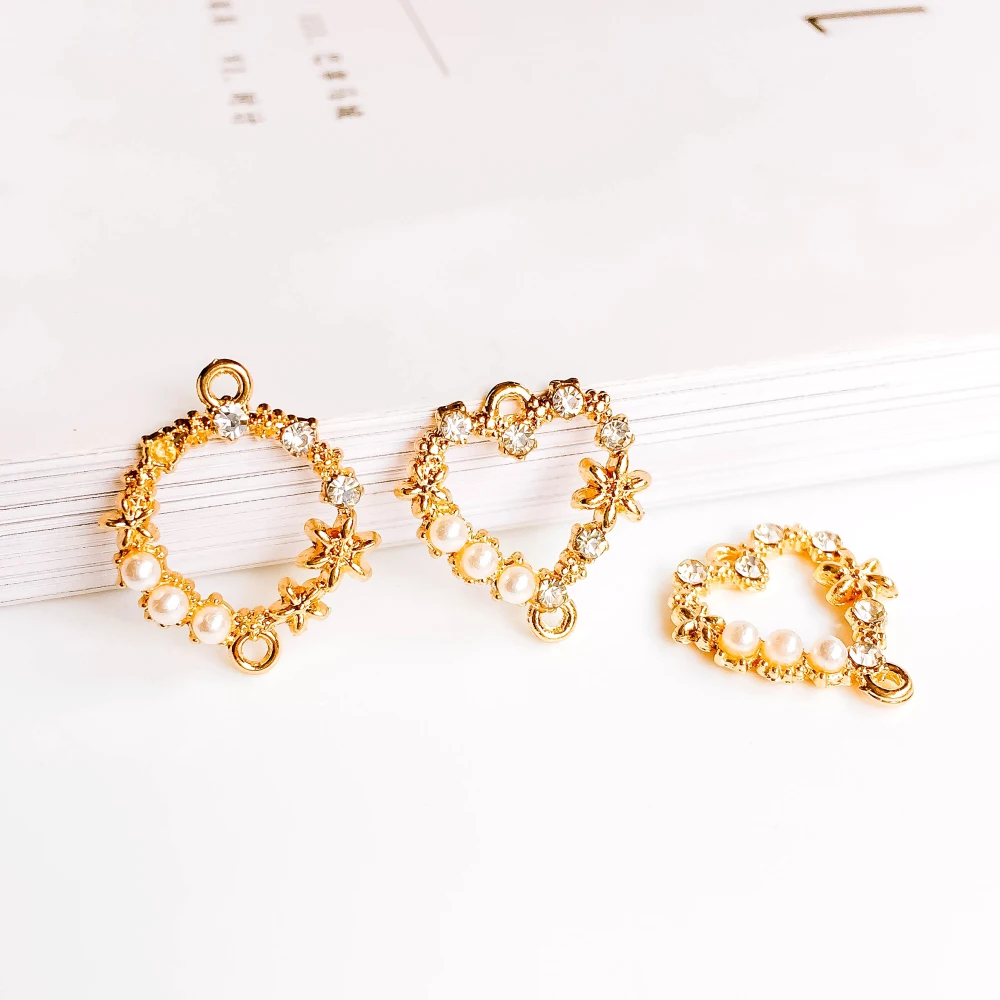 Zeroup Heart Shape Gold Plated Eardrop Accessories Metal Pendant