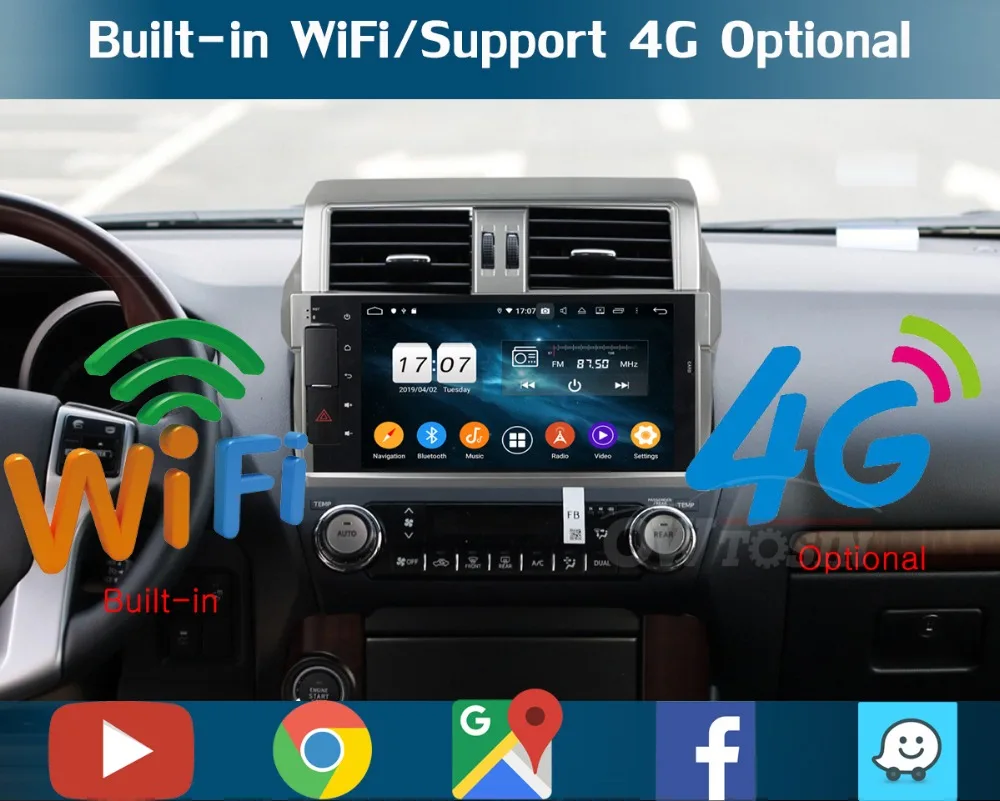10," ips Android 9,0 8 Core 4G+ 64G Автомобильный мультимедийный dvd-плеер для Toyota Prado LC150 150 Land Cruiser 2013- DSP CarPlay радио