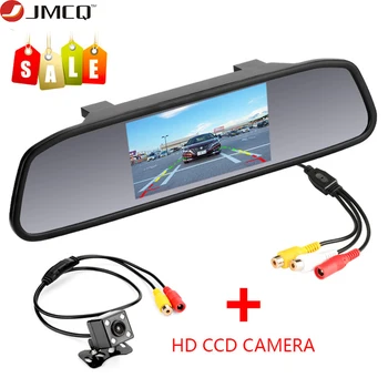

JMCQ 4.3"Car Monitor White mirror glass TFT LCD Car Rear View monitor Parking Rearview System for Backup Reverse Cameras