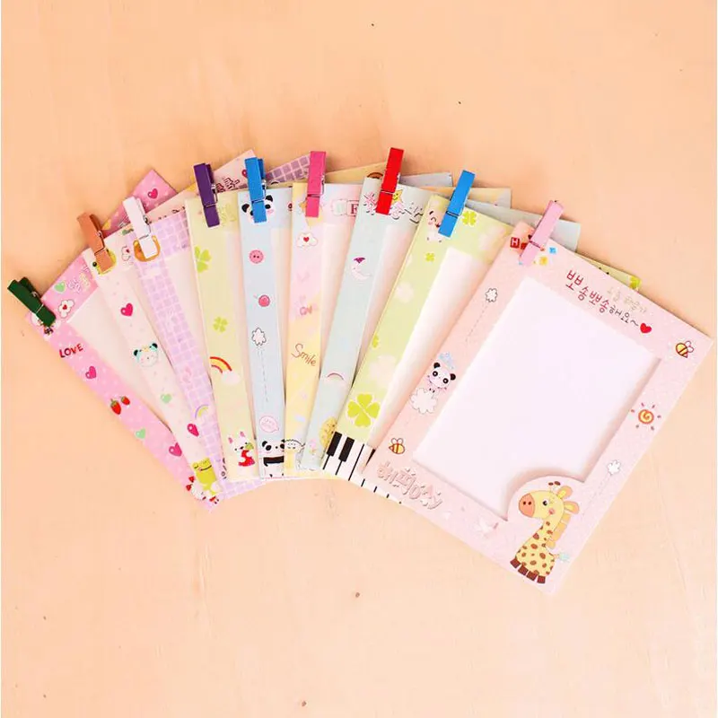 9pcs/set Cartoon Paper Picture Frame Baby Handprint 6 Inch Cute Photo