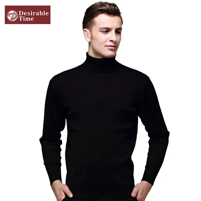 Compra hombres jersey de cuello alto negro online al por