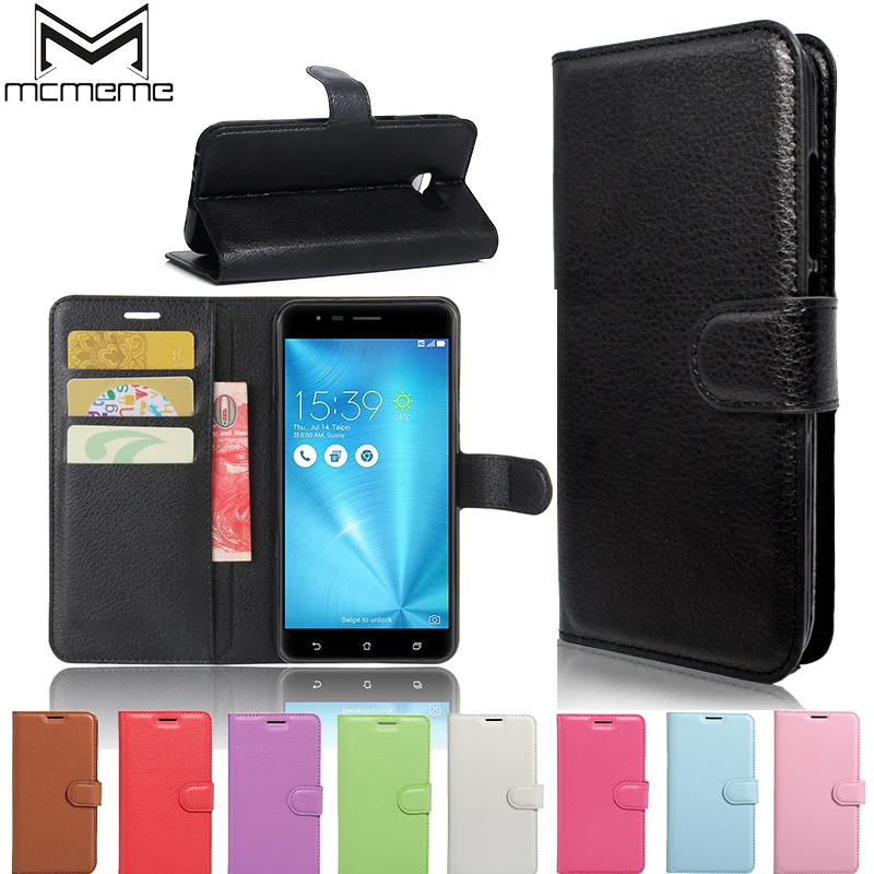 

MCMEME Wallet Phone Case For Asus ZenFone 3 Zoom ZE553KL flip PU leather soft silicon back for Asus Zenfone 3 Zoom ZE553KL cover