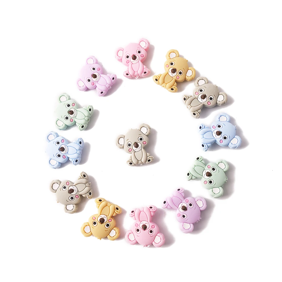 

CHEWELRY 5pc Baby Teething Beads Silicone Koala Beads Silicone Pearls Nursing Gifts Silicone Rodents Baby Nursing Gifts Teether
