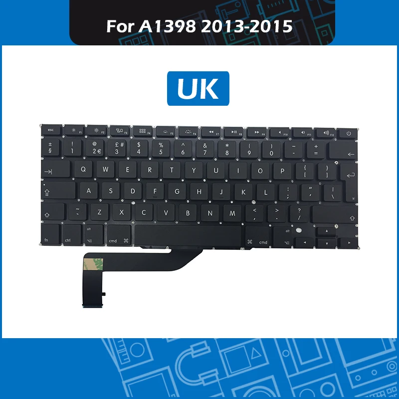 Layout de Teclado para Macbook Final de 2020 Meados de 2020 Lote Reino Unido Pro Retina 15 Teclado Substituição 10 Pçs – A1398