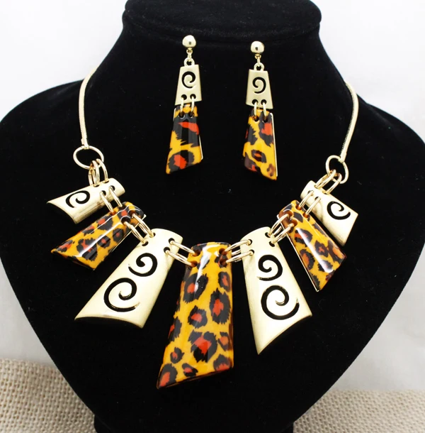 fashion brand luxury leopard print jewelry sets trendy party bridal