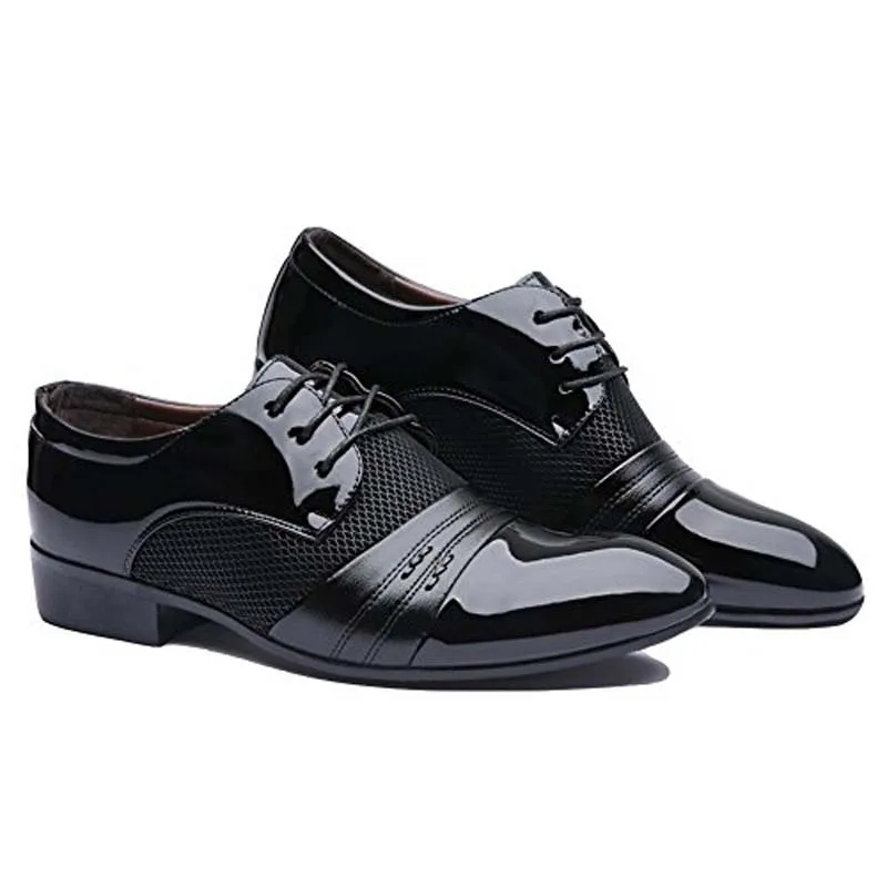 Classic Men Oxfords Leather Shoes Breathable Suit Formal Shoes Italian Man Dress Pointy Shoes Male Vintage Black Brown