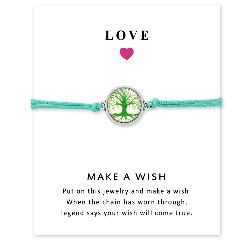 

Tree of Life Charm Bracelet For Women Girl Horse Moon Starry Sky Make a Wish Card Bracelet Jewelry For Mother's Day Gift