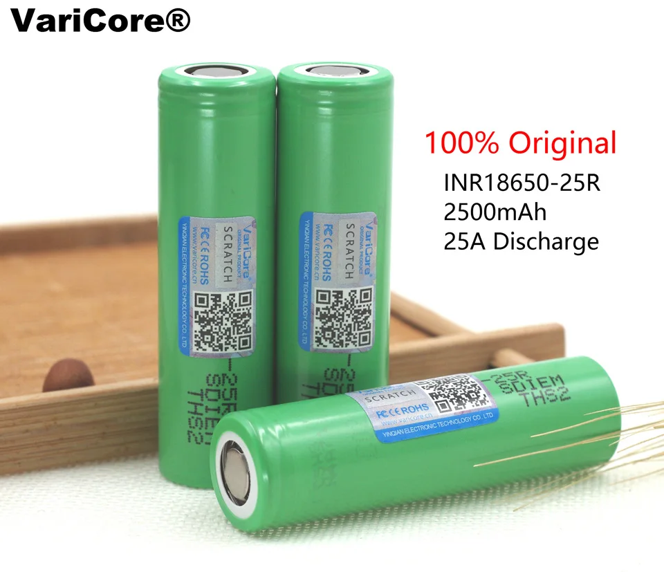 

Varicore 3 pcs. 18650 25R inr1865025r 20A Lithium Batteries, 2500 mAh Electronic Cigarette Power Battery for