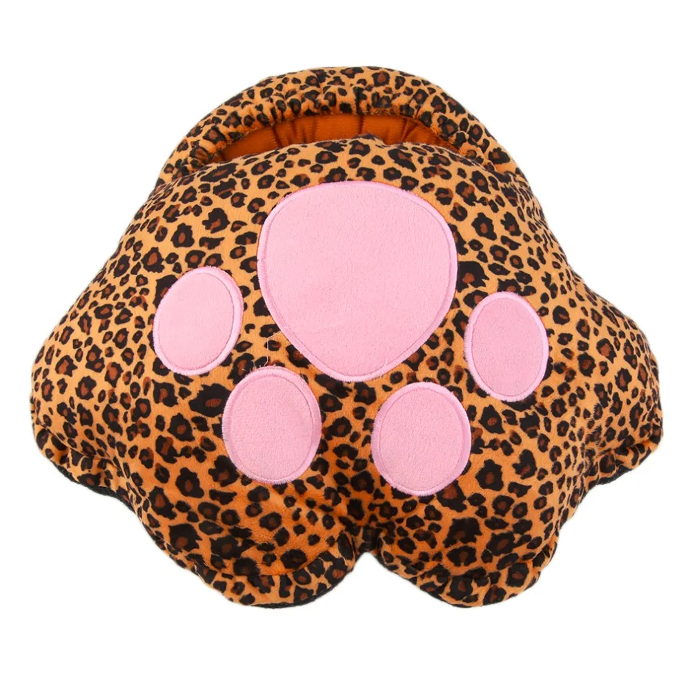 Плюшевые большие ноги теплые шлёпанцы для женщин Leopard Catlike узоры USB Подставка-обогреватель для ног мощность теплые тапочки Прямая доставка