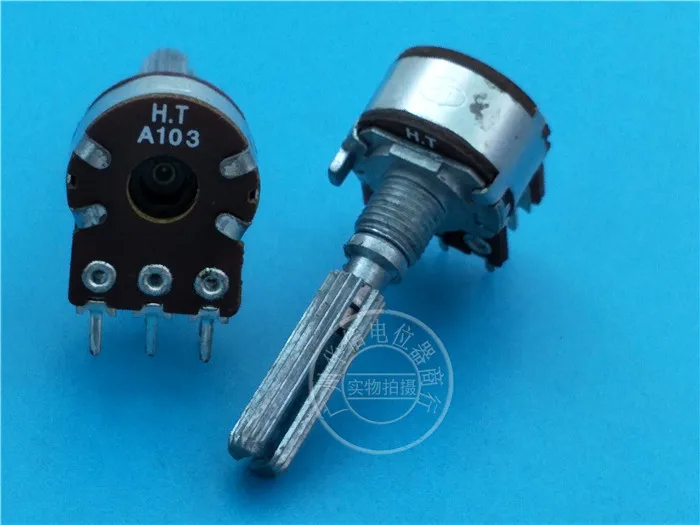 5pcs HT 148-type Double Rotary Potentiometer A10K / Stepper / Handle Length 30MM / Knurling Axes