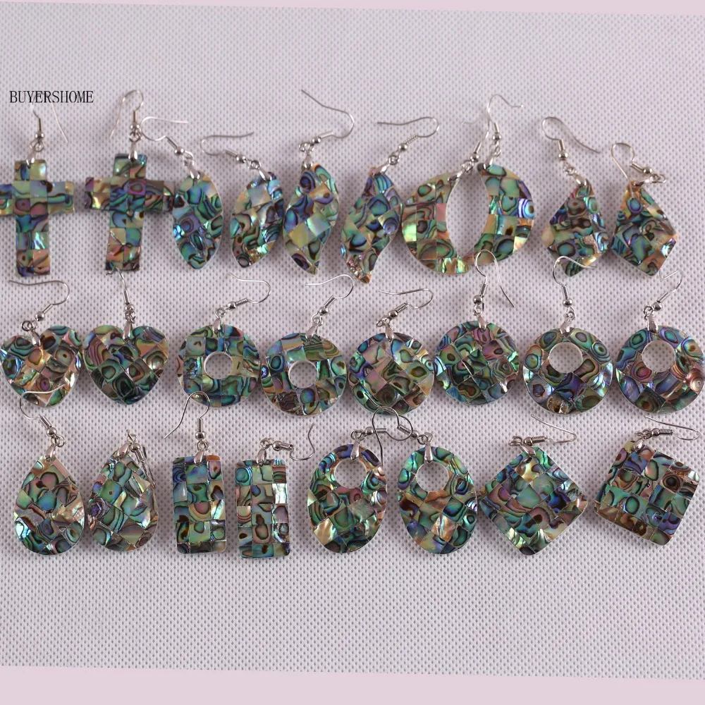 

Fashion Jewelry Mixed New Zealand Abalone Shell Dangle Earrings 1Pair U063-168