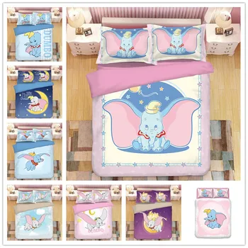 

Disney Cartoon Dumbo Bedding Sets Boy/Girls Baby Single Twin king queen Duvet Cover Set Pillowcases queen quilt blanket cover